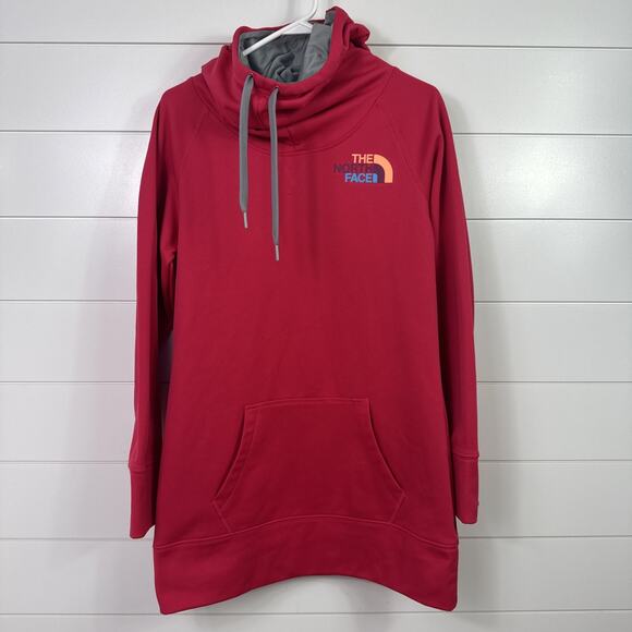 The North Face Long Sleeved Hooded Sweatshirt Red sz M - Picture 1 of 6